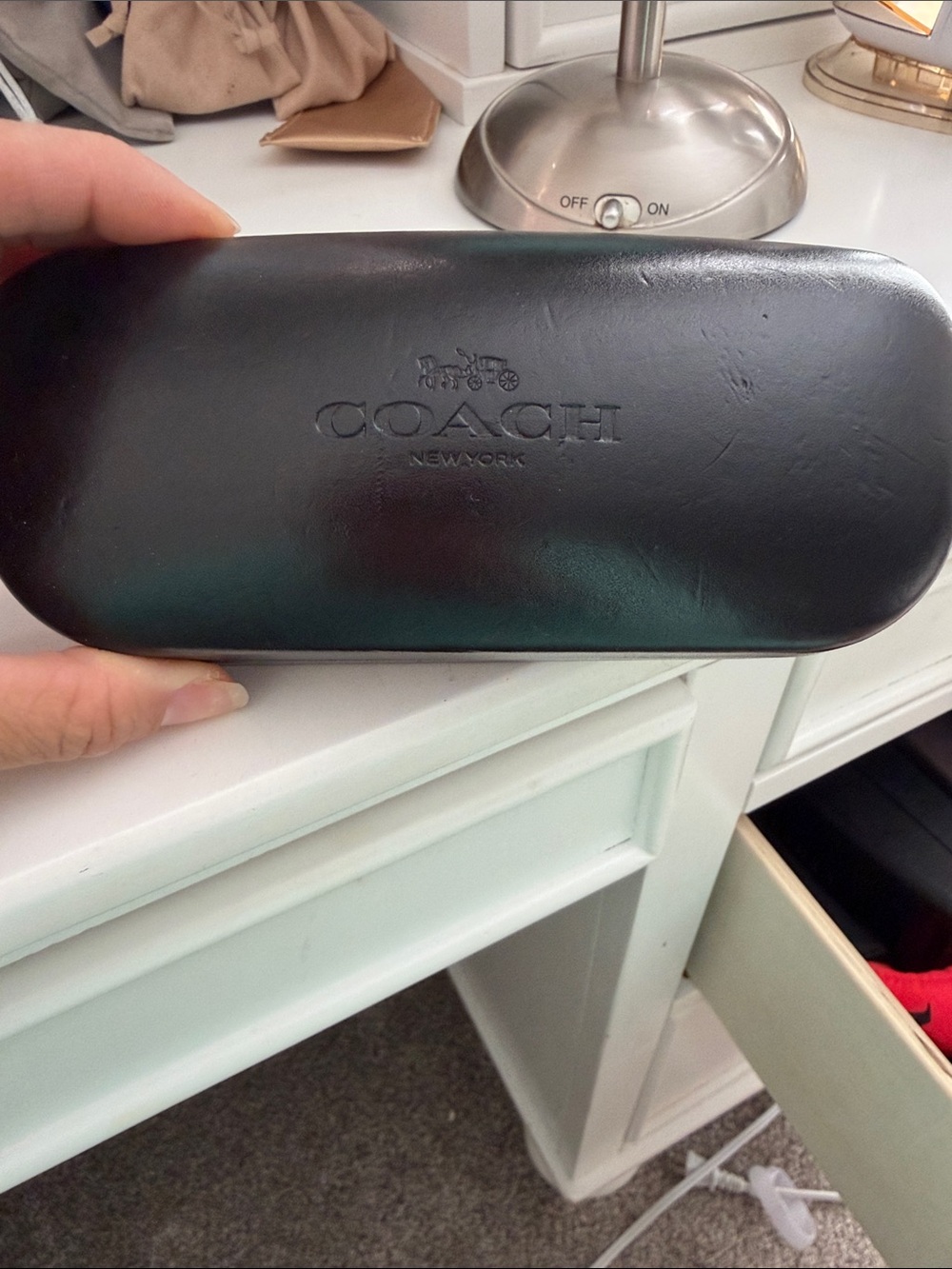 Coach Black Embossed Leather Eyewear Case